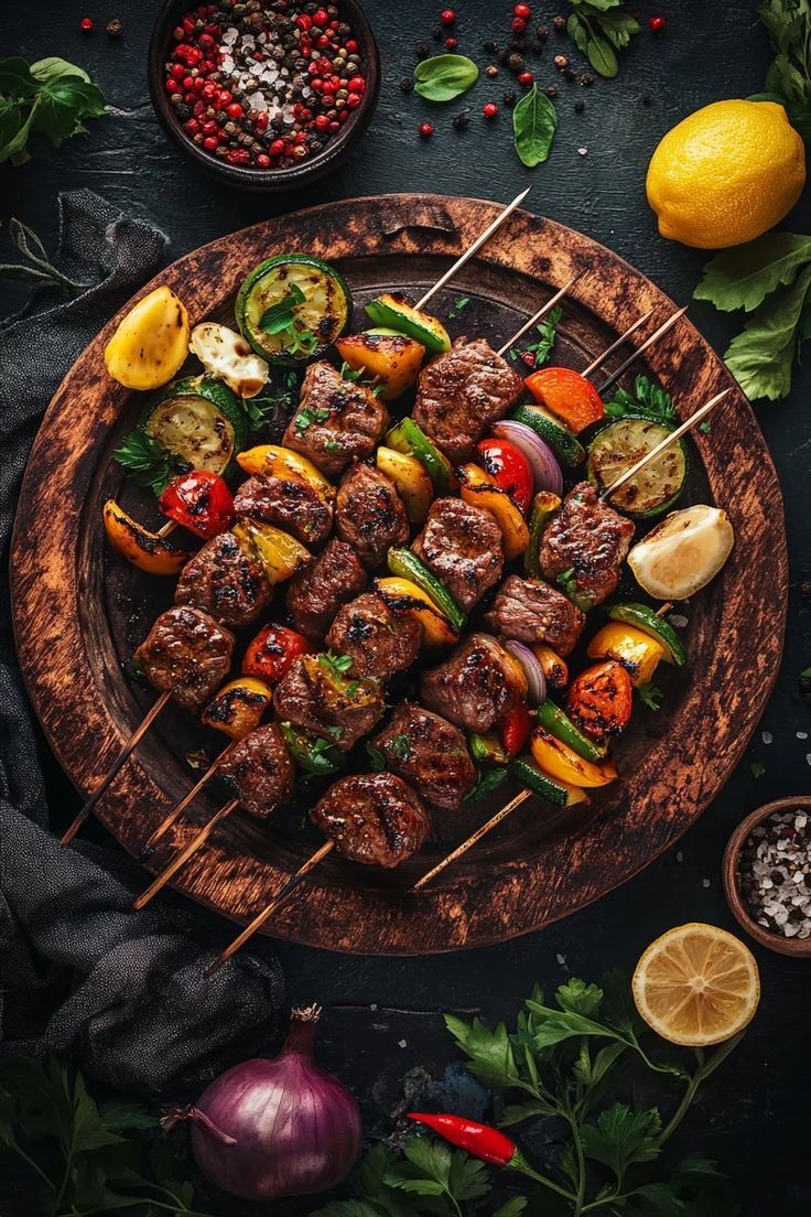 Beef and Vegetable Kabobs with Lemon Herb Marinade